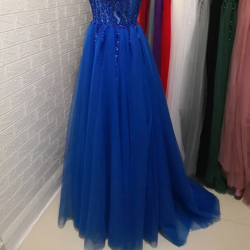 Prom Party Sparkly Tulle Sequins A-Line Evening Dress EV1009