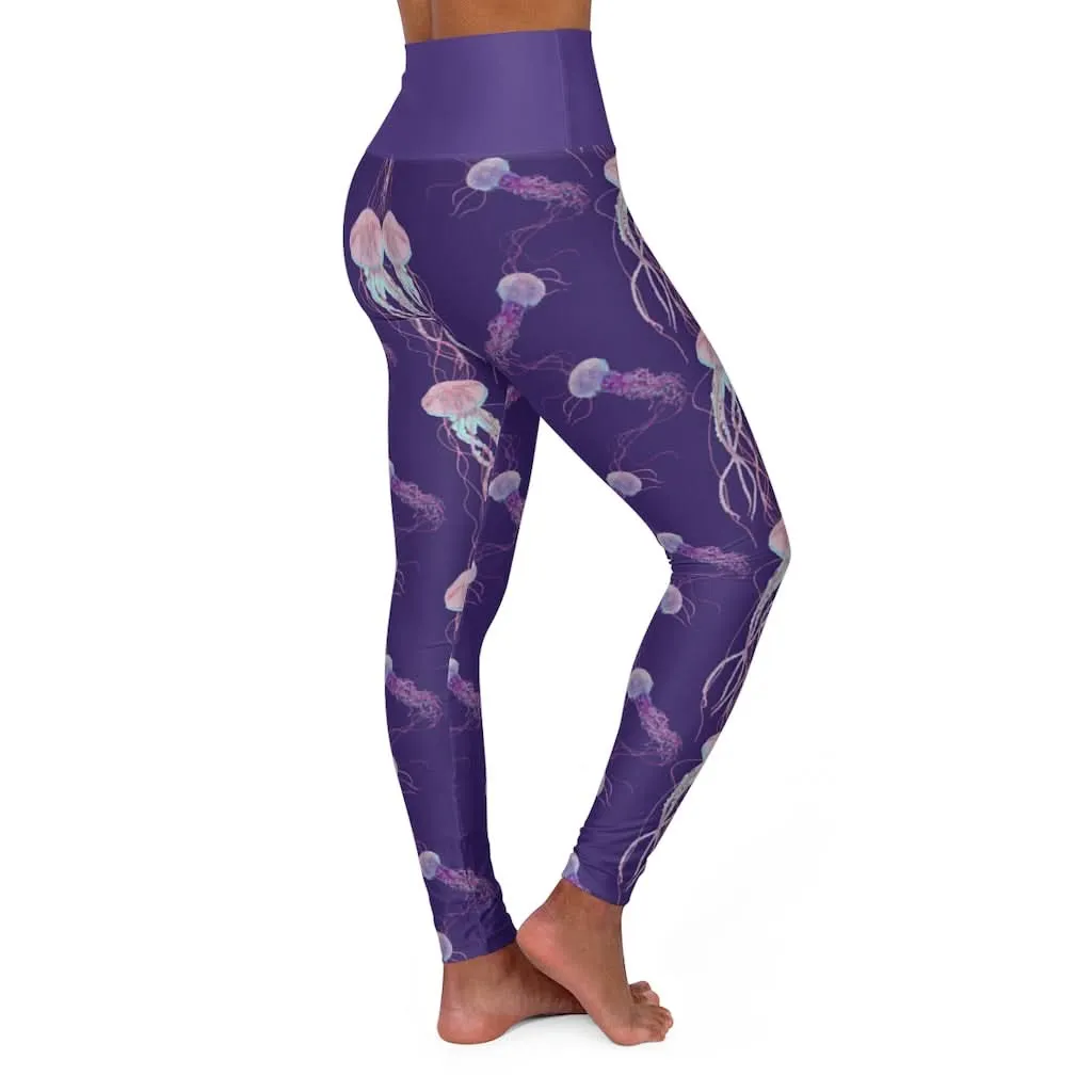 Purple Jellyfish High Waisted Yoga Leggings