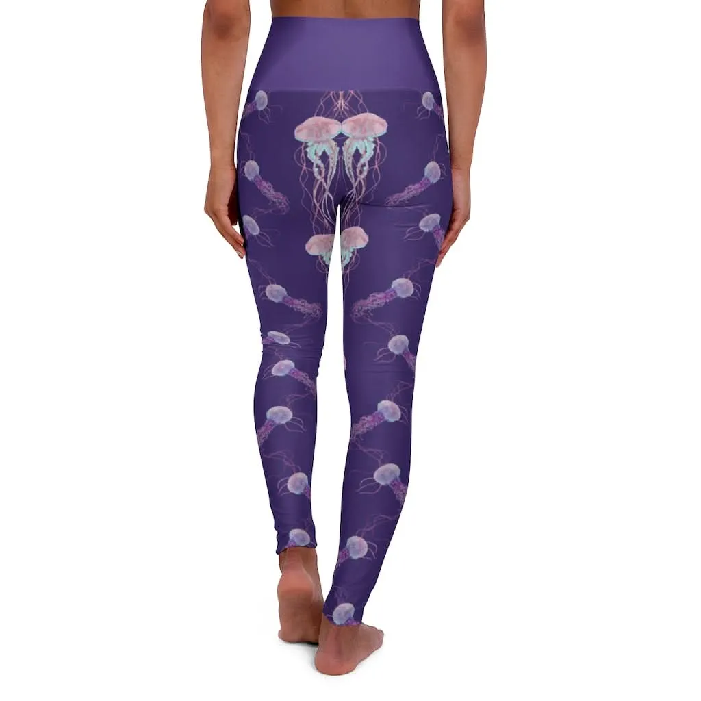 Purple Jellyfish High Waisted Yoga Leggings