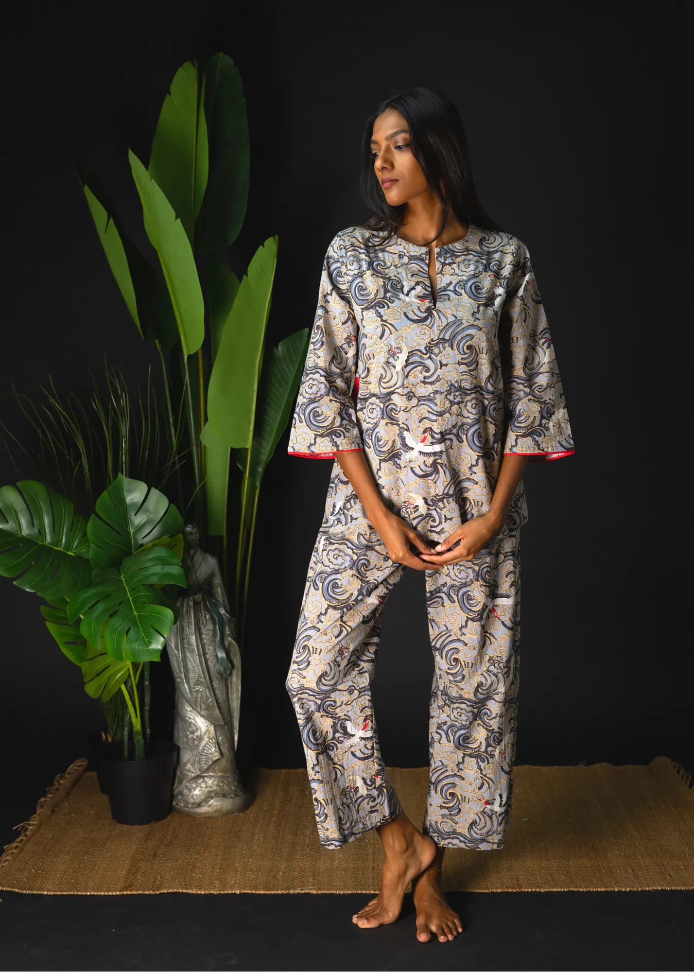 Radha Tunic Set - Crayon Cranes