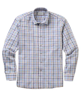 Seersucker Plaid Long-Sleeve Sport Shirt