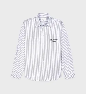 S.R. Sport Oversized Shirt - White/Navy Striped