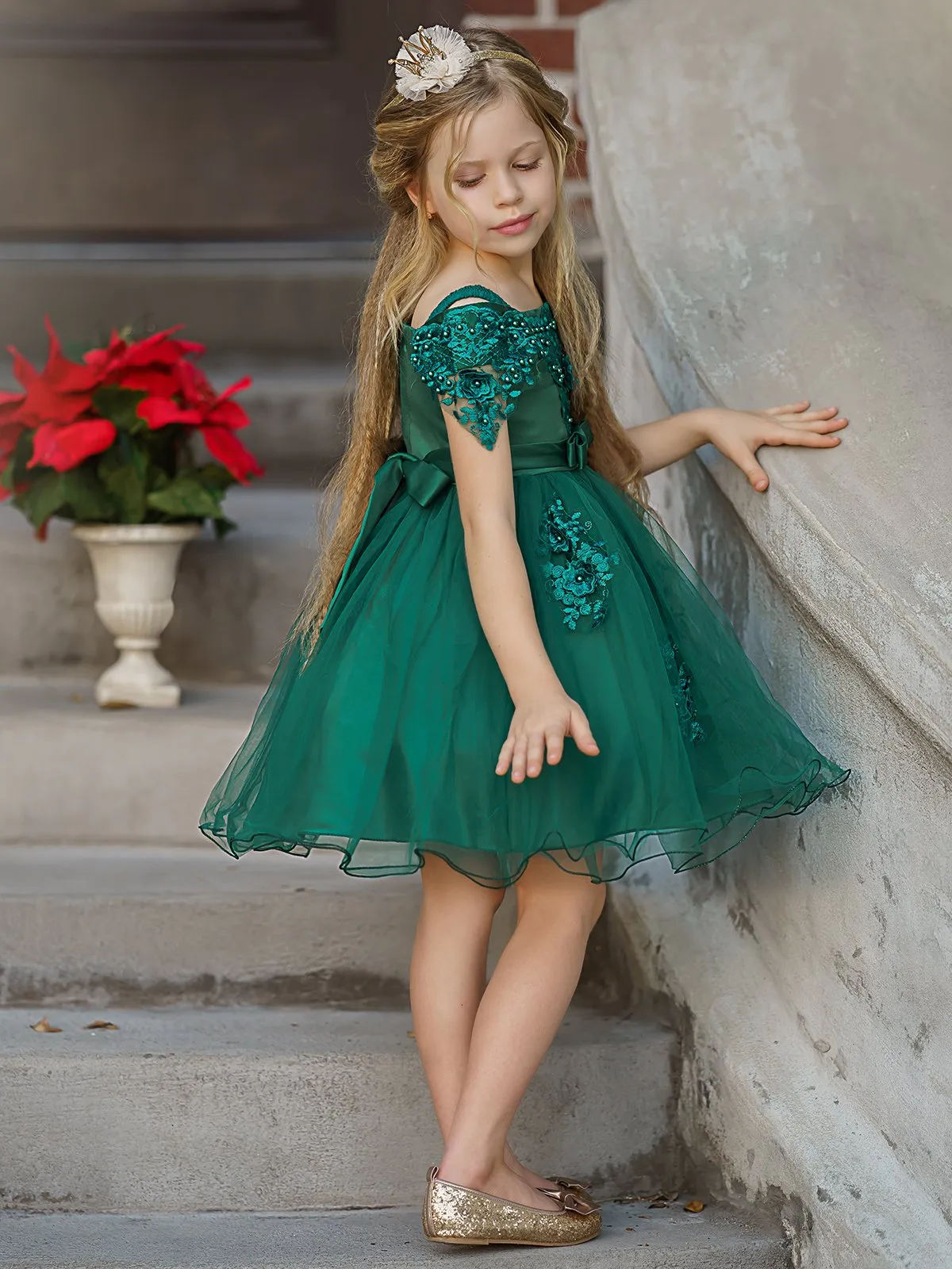 'Tis The Season Lace Applique Holiday Dress