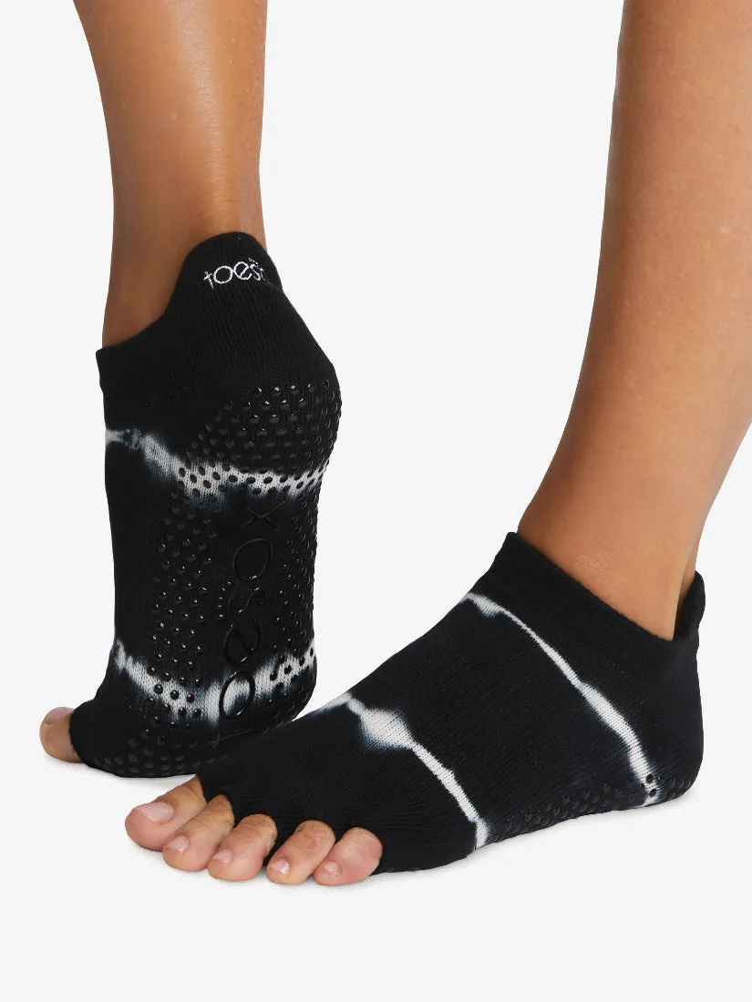 ToeSox Half Toe Low Rise Grip Socks - Black Tie Dye Stripe