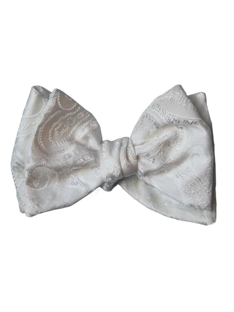 White Paisley Formal Bow Tie