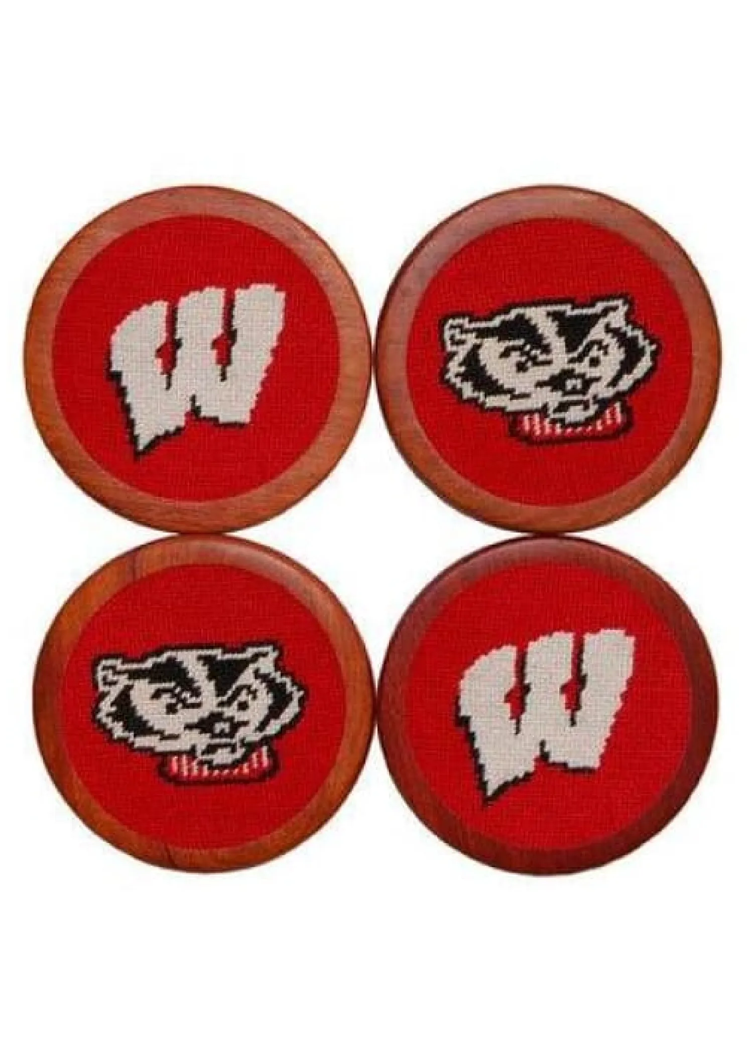 WISCONSIN NEEDLEPOINT COASTER SET